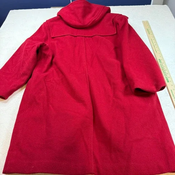 Red Hooded Women's Wool Coat - Picture 8 of 9